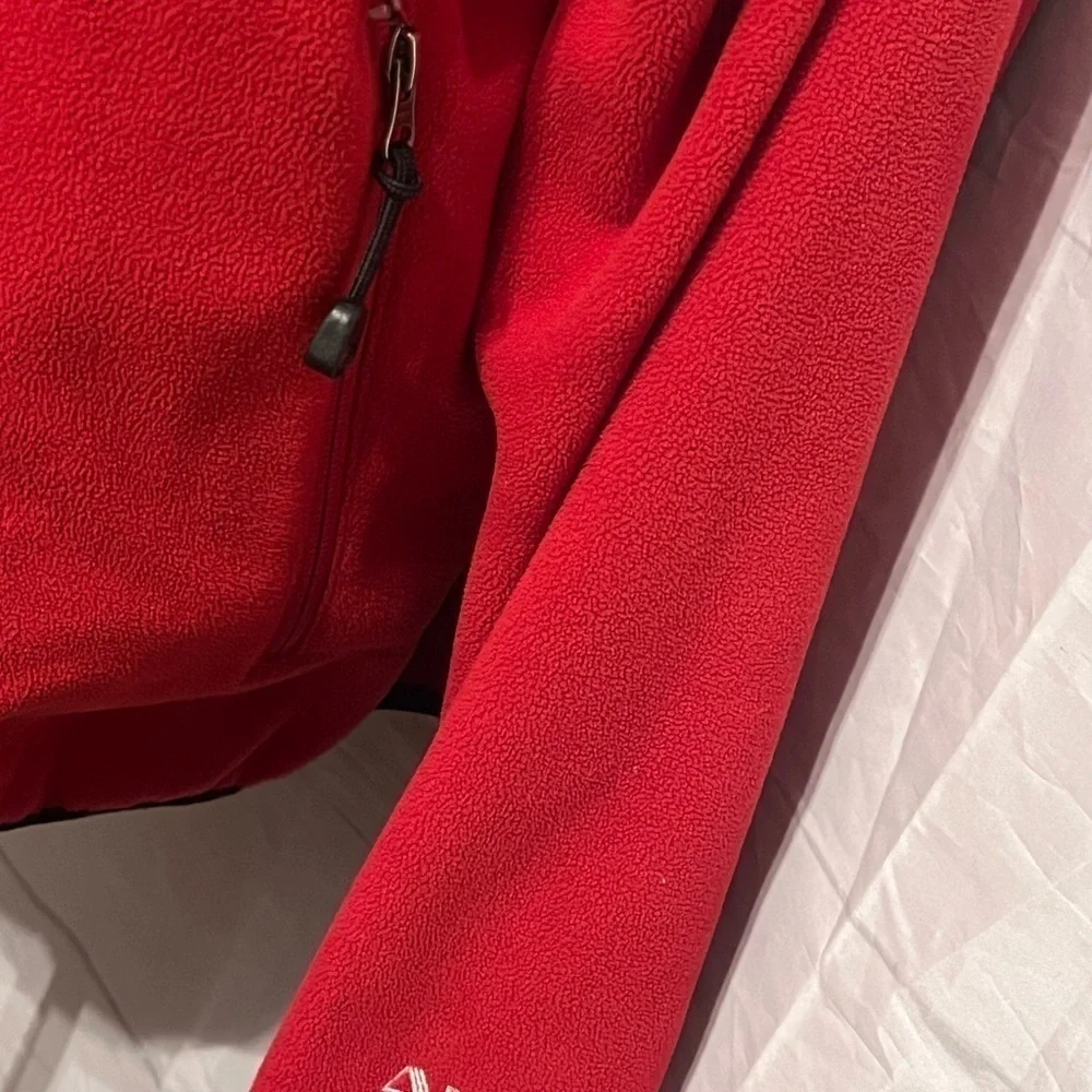 Men’s L.L. Bean Red Embroidered Fleece zip-up Jacket Polartec size large